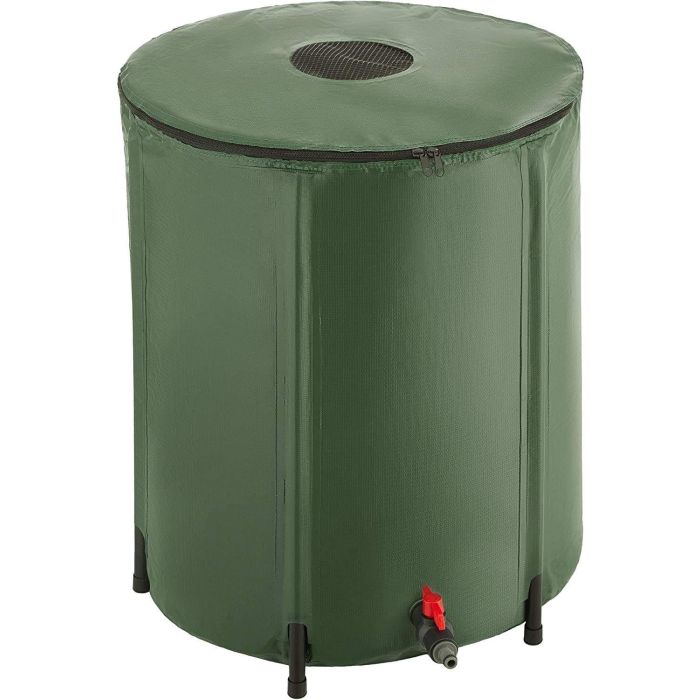 Réservoir d'eau de pluie 250 litres en PVC avec sortie pour tuyau d'arrosage, tank à eau de pluie 60x88cm