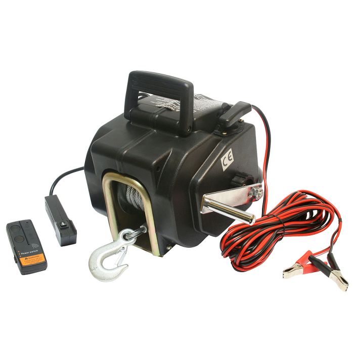 Treuil électrique 12V 1587KG, Treuil à câble longueur 10.2m Ø5.2mm pour quad, bateau, auto...